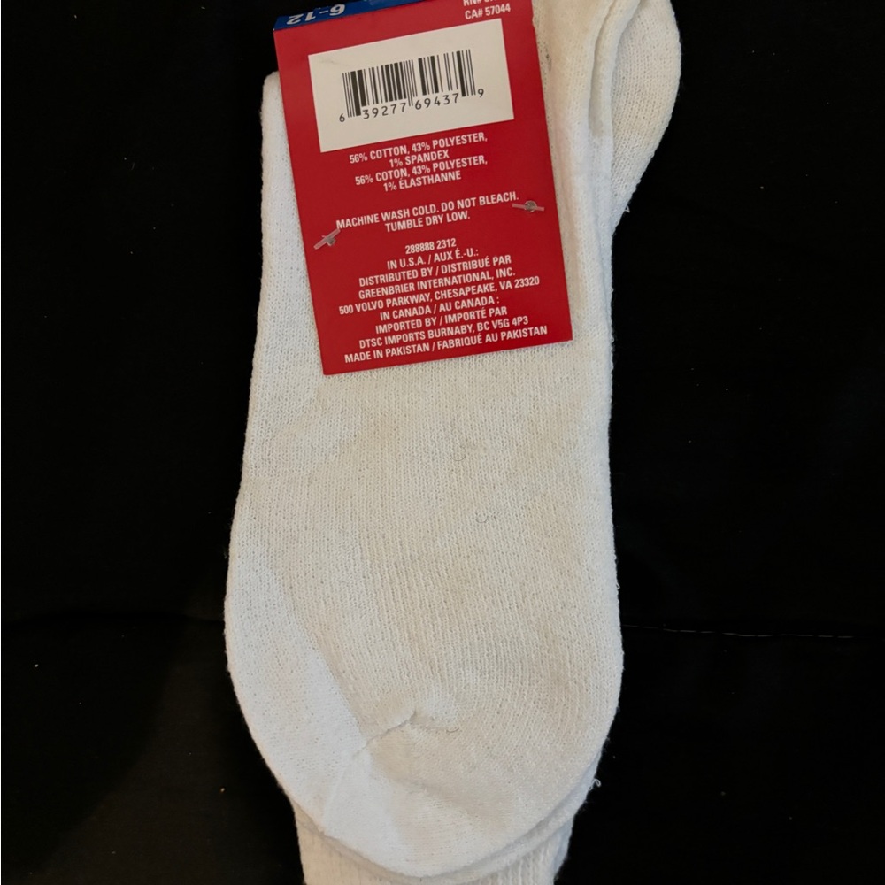 1 pair Diabetic Sz 6-12 Men Socks white